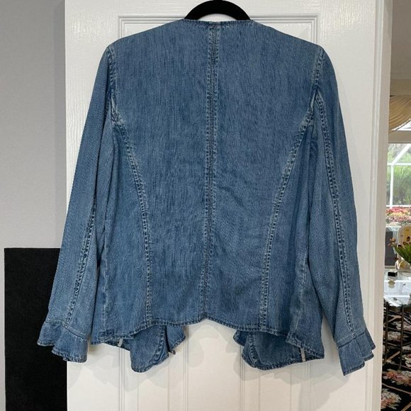 Dana Buchman Denim Vintage Ruffled Jacket 10 Reduced!!! - Picture 2 of 3